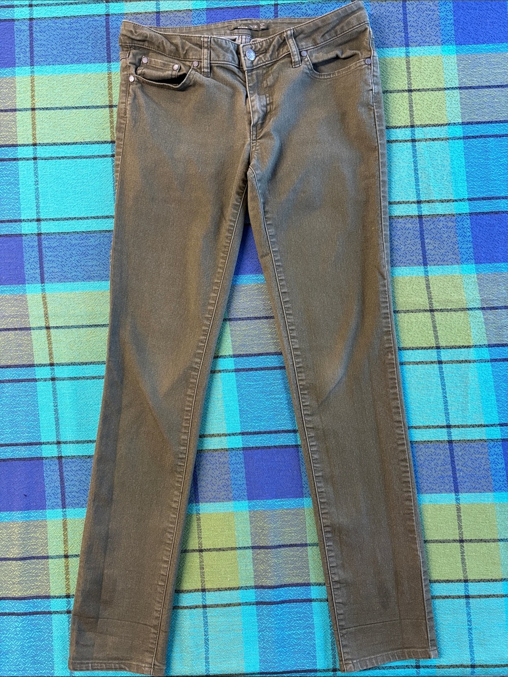 Prana Women's Skinny Jeans in faded mossy green/gray